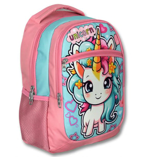 Ümit Çanta Üç Gözlü Kız Çocuk İlkokul Çantası - Bebek Unicorn - Pembe Turkuaz - 5048