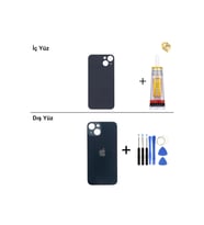 iPhone 13 Lacivert Arka Kapak Arka Cam Batarya Kapağı Lazer Kesim Kapak Pil Kapağı + B-7000 Yapıştırıcı + Tamir Seti
