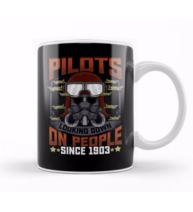 Pilots Looking Down On People Since 1903 Plane Pun Kupa Bardak Porselen