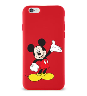 Apple iPhone 6 S Uyumlu Lansman Kılıf Mickey Mouse Tasarımlı Altı Kapalı İçi Kadife Kaplı  Kapak (Şeffaf)