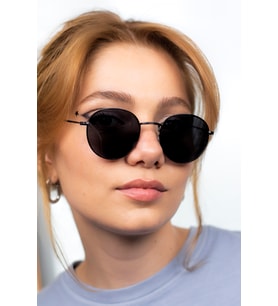Yuvarlak Metal Siyah Unisex Güneş Gözlüğü