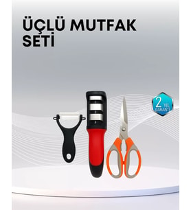 Çok Fonksiyonlu Mutfak Makas Seti – 3 Makas Bileyici ve Soyacak Dahil