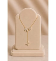 Minimal Zirkon Taşlı Kelebek Sallantılı Gold Kolye