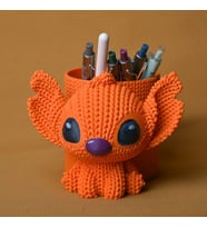 3D Baskı Knitted Kalemlik - Sevimli Karakterli Masaüstü Kalem Organizeri-Turuncu