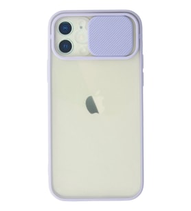 Pilelistore   iPhone 12 Kılıf Palm Buzlu Kamera Sürgülü Silikon - Lila