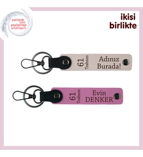 Köklerine Bağlı Kalanlara Şık Hatıra, 61 Trabzon Yazılı Kişisel Anahtarlık x2' li, Pudra-Pembe