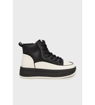 Guja 25K335 Kadın Hakiki Deri Parçalı Kısa Boyunlu Sneaker Bot (Siyah)