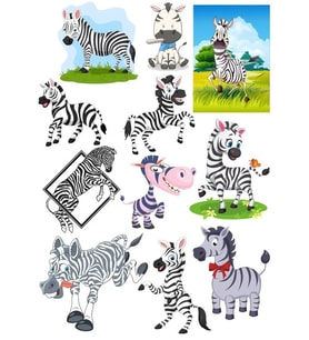 Zebra Sticker Set-2 12 Parça Telefon, Tablet, Defter, Laptop Sticker
