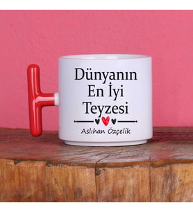 Teyzeye Hediye Dünyanın En İyi Teyzesi Tasarımlı Kişiye Özel İsimli Kupa Bardak