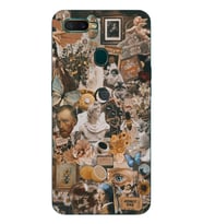 Oppo A5S/AX7/A12 Uyumlu Aesthetic Sanatsal Kolaj Desenli Şeffaf Telefon Kılıfı