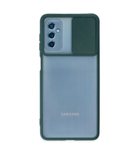 Samsung Galaxy M52 5g Kılıf Palm Buzlu Kamera Sürgülü Silikon - Yeşil