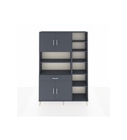 Arges Dolap 10 Raflı Tek Çekmeceli 4 Kapaklı 132x30x195 Antrasit-Antrasit/Antrasit