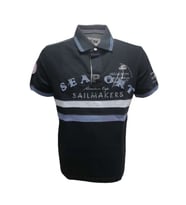 Mcl M22408 Erkek Lakos Baskılı Polo Yaka Kısa Kol T-shirt - Siyah (Siyah)