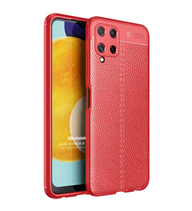Microsonic Samsung Galaxy A22 4G Kılıf Deri Dokulu Silikon Kırmızı
