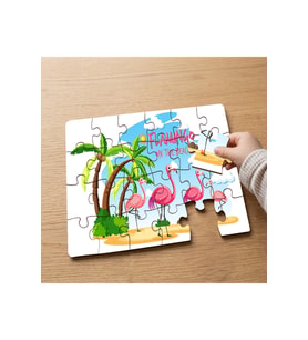 Flamingo Ailesi Tasarımlı 24 Parça Ahşap Çocuk Puzzle MPK0502