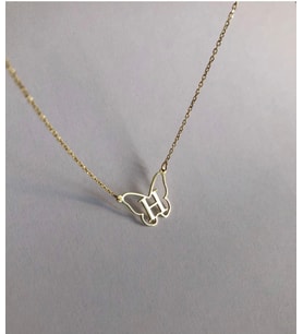 Kişiye Özel Harfli 925 Ayar Gümüş Kelebek Model Gold Hediyelik Kadın Kolye