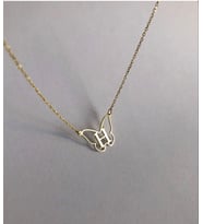 Kişiye Özel Harfli 925 Ayar Gümüş Kelebek Model Gold Hediyelik Kadın Kolye
