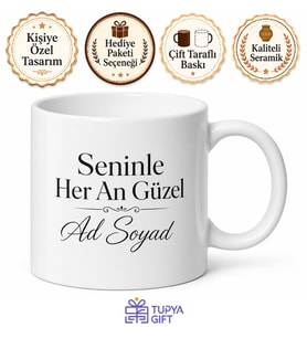 Kişiye Özel İsimli Hediyelik Seramik Kupa Bardak Özel Tasarım Hediye