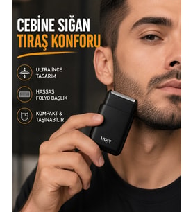 Kompakt Şarjlı Tıraş Makinesi Çift Yönlü Bıçaklı 45 Dakika Kullanım Süreli