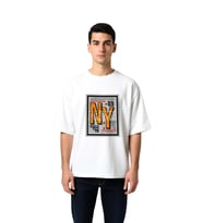 Erkek Oversize Grafik Baskılı Tişört Metropolis Bronx Şehir Temalı Günlük Rahat Kesim Modern Şık