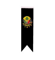 Masa Üstü Kırlangıç Siyah Osmanlı Arması Bayrağı - 8x30cm Çift Taraflı Saten Kumaş