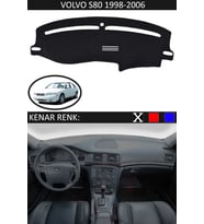 Volvo S80 1998-2006 İçin Uygun Torpido Koruma Halısı Siyah Kenar Renk Siyah