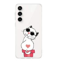 PrintiFy Samsung S24 FE ile Uyumlu Kamera Korumalı Coolcat Tasarımlı Şeffaf  Silikon Kılıf