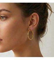 Lorivelle Gold Halka Küpe 316L Çelik 14K Altın Rengi Kararmaz Paslanmaz Suya Dayanıklı