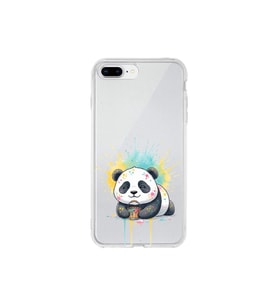 iPhone 7 Plus ile Uyumlu Splash Panda Tasarımlı Şeffaf Silikon Kılıf