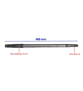 E-Yük Arabası Volta Arka Aks 480 Mm Bilya Yatağı 25 Mm 18 Freze Öm