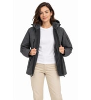 Su Geçirmez Softshell İçi Polar Astarlı Çıkarılabilir Kapüşonlu 4 Cepli Mont Ceket - Füme