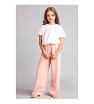 Defacto Wide Leg Keten Karışımlı Pembe Kız Çocuk Pantolon H1212A8/BR74