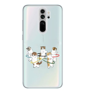 Redmi Note 8 Pro Uyumlu Tatlı Kediler Tasarımlı Şeffaf Telefon Kılıfı