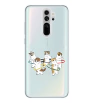 Redmi Note 8 Pro Uyumlu Tatlı Kediler Tasarımlı Şeffaf Telefon Kılıfı