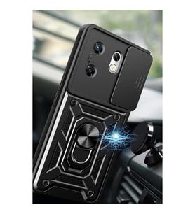 İnfinix Zero 30 4g Kılıf Pars Lens Yüzüklü  - Siyah