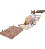 Barış Dizayn Peluş Basamaklı Kedi Köprüsü Peluş Raf Duvar Kedi Yolu Parkur 2 Renk (130cm) (Kahverengi)