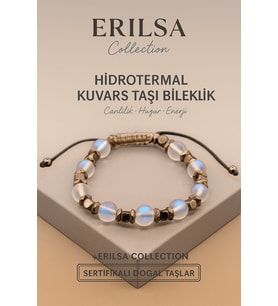 Sertifikalı Hidrotermal Kuvars Doğal Taş Bileklik - 8x8 mm Canlılık Huzur ve Enerji Taşı (Çok Renkli)
