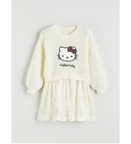 LCW Kids Ekru Hello Kitty Nakışlı Kız Çocuk Elbise