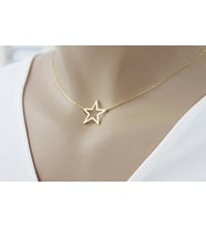 Gold Açık Yıldız Model Gümüş Kolye Özel Gün Hediyesi