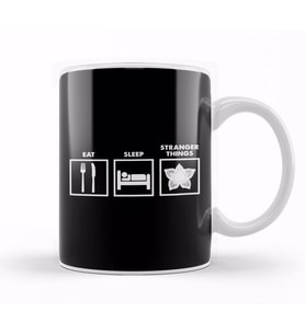 Eat Sleep Stranger Things Graphics Kupa Bardak Porselen