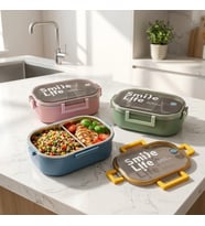 Paslanmaz Çelik Yemek Kabı 980 ml, Bölmeli İç Hazneli Kilitli Kapaklı Lunch Box, Mavi Yeşil Pembe Renk Seçenekli Taşınabilir Saklama Kabı, 21,5x15x7,8 cm