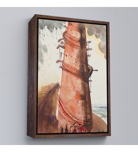 Çerçeveli Salvador Dali - Kule Tablo (Beyaz)