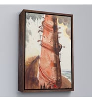 Çerçeveli Salvador Dali - Kule Tablo (Beyaz)