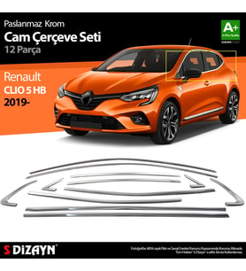 Renault Clio 5 Krom Cam Çerçevesi 12 Prç. 2019 Üzeri A+ Kalite
