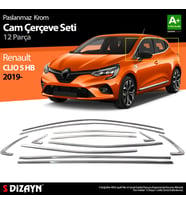 Renault Clio 5 Krom Cam Çerçevesi 12 Prç. 2019 Üzeri A+ Kalite