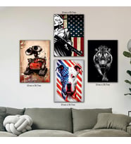 amerika kaplan pitbull wall bayrak resimli 4lü hd baskılı kanvas tablo resim