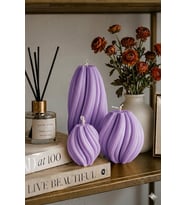 Spiral Rüya Mum 3'lü Set - Mumelia Candles Doğal Soya, El Yapımı, Dekoratif - Mor