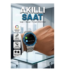 Akıllı Saat Çelik Kordonlu 1.69 İnç AMOLED Ekran Android iOS Uyumlu Çağrı Özellikli