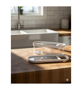 2'li Hazneli Plastik /Metal Rende - Soft 19,8x9x7,5 cm Krem