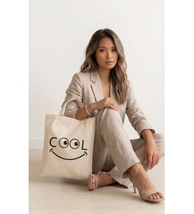 COOL Baskılı Bez Çanta, Baskılı Omuz Çantası, Alışveriş